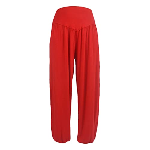 Damen Sommerhosen LäSsige Baumwollhosen Baggy-Hosen Leichte Hosen Mit Hoher Taille Elastische Lose Freizeithosen Jogginghosen Streetwear Yoga Hosen Tanzhosen Herbst Plus GrößE Weiche Stoffhosen von routinfly