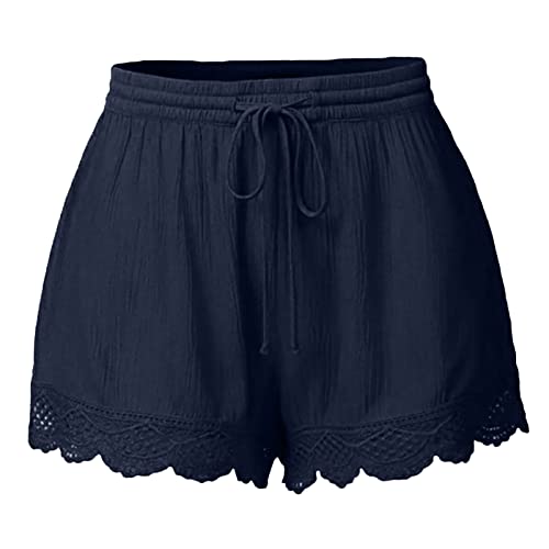 Damen Spitzen Shorts Sommer Shorts Damen Elegant Lässig Sexy Bermuda Hose Plus Größe Rope Tie Yoga Kurzhose Mode Leicht Atmungsaktiv Sport Hose Solid Beach Shorts Hot Pants von routinfly