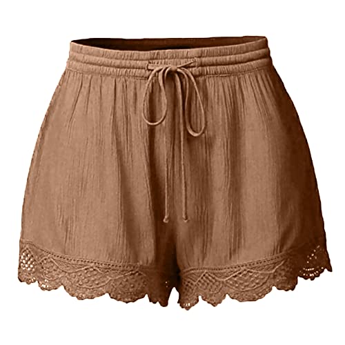 Damen Spitzen Shorts Sommer Shorts Damen Elegant Lässig Sexy Bermuda Hose Plus Größe Rope Tie Yoga Kurzhose Mode Leicht Atmungsaktiv Sport Hose Solid Beach Shorts Hot Pants von routinfly