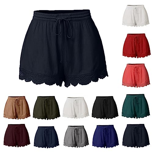 Damen Spitzen Shorts Sommer Shorts Damen Elegant Lässig Sexy Bermuda Hose Plus Größe Rope Tie Yoga Kurzhose Mode Leicht Atmungsaktiv Sport Hose Solid Beach Shorts Hot Pants von routinfly