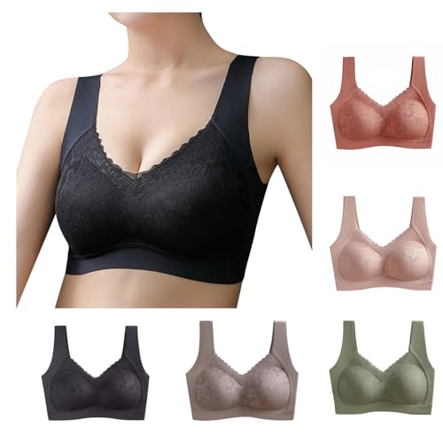 Damen Sport BH Ohne Bügel Bequem BH Nahtlose Spitzen BH Push Up BH T-Shirt BH Atmungsaktive Damen Unterwäsche Weicher Bustier Yoga BH Nahtloser Klassische BHS Schlaf BH für Damen von routinfly