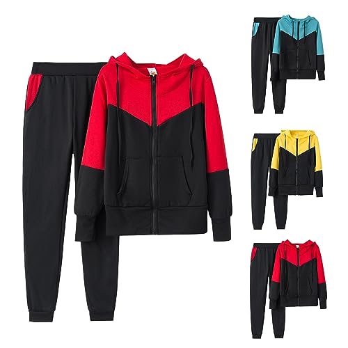 Damen Trainingsanzug Outfit 2 Teilig Mit ReißVerschluss Hosen Sets Fräulein Joggingjacke Sweatsuits LäSsige Kapuzenjacke LäSsige Einfarbige Sweatjacke Und Modische Hose LangäRmliger Kapuzenmantel von routinfly