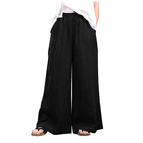 Damen Weites Bein Sommerhose Elegant FließEnd Atmungsaktiv Palazzo Hose Stoffhose Mode LäSsig Lange Hose Strandhose Yogahose Leichtgewicht Hohe Taille Luftige Hose Mode Trendy Yogahose Freizeithose von routinfly