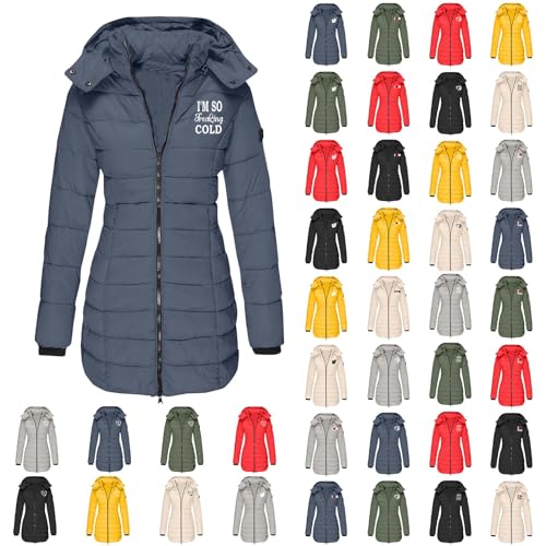 Damen Wintermantel Warmer Steppmantel Mit Abnehmbarer Kapuze Damen LäSsige Winterjacke Mit Kapuze Softshell Jacke Dicke Warme Outdoor Jacke Leichte Daunenjacke ReißVerschluss Thermo Puffer Jacke von routinfly