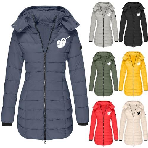 Damen Wintermantel Warmer Steppmantel Mit Abnehmbarer Kapuze Damen LäSsige Winterjacke Mit Kapuze Softshell Jacke Dicke Warme Outdoor Jacke Leichte Daunenjacke ReißVerschluss Thermo Puffer Jacke von routinfly