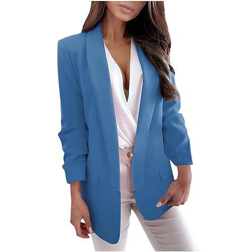 Damenblazer Elegante Casual Arbeitsblazer Offene Front Langarm Blazer FüR Damen Mode Trendy Schlank Mit Taschen Business Casual Revers Outfits BüRo Jacken Sportlich Festival Streetwear von routinfly