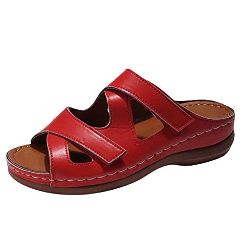 Flip Flops mit Bogen Unterstützung für Frauen, Damen Sommer Flip-Flops Keilabsatz Hausschuhe Orthopädische Sandalen Casual Beach Sandalen Komfortable Anti-Rutsch Atmungsaktive Sandale Slip On von routinfly