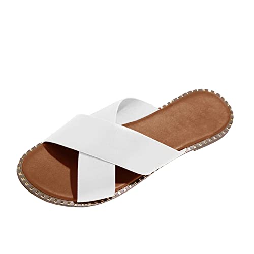 Frauen Flache Sandalen Moderutschen Flip Flops Weiche Hausschuhe Sommer Damen Offene Spitze Auf Kreuzgurt ObjektträGer Dressy Leopardenmuster Freizeitschuhe Freizeit Gummi Sohle Alltagsandal von routinfly