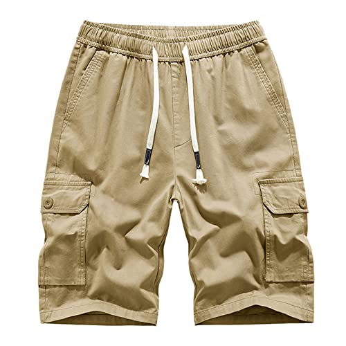 Herren Kurze Hosen Sommer Baumwolle Cargo Shorts Mit Tasche Locker Mode Freizeithose Bequem Bermuda Shorts Arbeitshosen Mit Kordelzug Kurze Laufhose Outdoor Walkshort Einfarbig Radlerhose S-4XL von routinfly