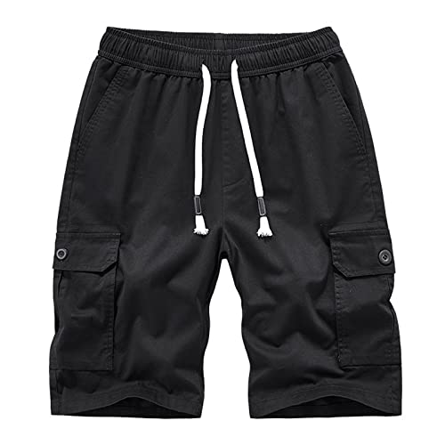 Herren Kurze Hosen Sommer Baumwolle Cargo Shorts Mit Tasche Locker Mode Freizeithose Bequem Bermuda Shorts Arbeitshosen Mit Kordelzug Kurze Laufhose Outdoor Walkshort Einfarbig Radlerhose S-4XL von routinfly