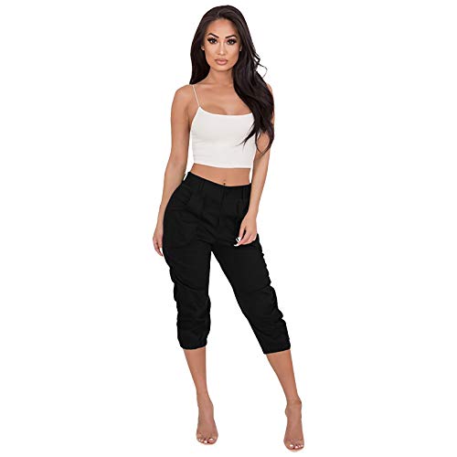 Kurze Hose Damen Knielang 3/4 Geradem Bein Hose Sommer Casual Comfy Sporthose Activewear Mit Taschen Stretch Mode Cargo Shorts Dressy Leichte BüRohosen Caprihose Outdoor Reisen Yogahose Radlerhose von routinfly