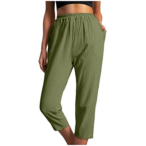 Kurze Hose Damen Knielang Sommerhose Leicht Baggy Caprihose Geradem Bein Jogginghose Sweathose 3/4 Push Up Hose Cargo Shorts Lockere Comfy Loungehose Mit Taschen FüR Yoga Workout Sport Urlaub Laufen von routinfly