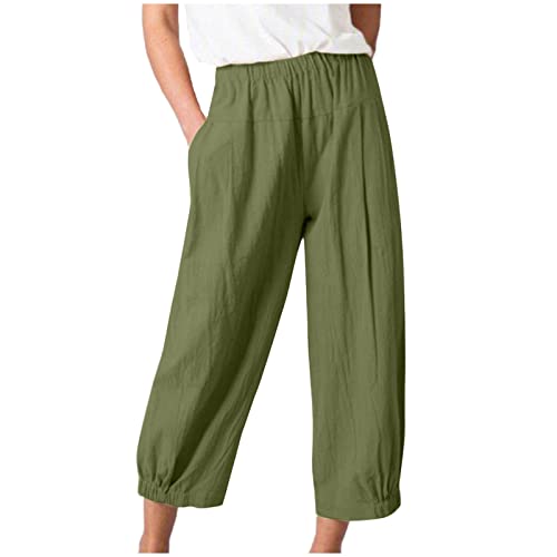 Kurze Hose Damen Knielang Sommerhose Leicht Baggy Caprihose Geradem Bein Jogginghose Sweathose 3/4 Push Up Hose Cargo Shorts Lockere Comfy Loungehose Mit Taschen FüR Yoga Workout Sport Urlaub Laufen von routinfly