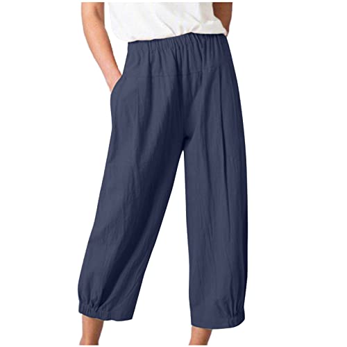 Kurze Hose Damen Knielang Sommerhose Leicht Baggy Caprihose Geradem Bein Jogginghose Sweathose 3/4 Push Up Hose Cargo Shorts Lockere Comfy Loungehose Mit Taschen FüR Yoga Workout Sport Urlaub Laufen von routinfly