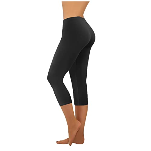 Kurze Hose Damen Yogahose Sommerhose Leicht Comfy Caprihose Mode Sweathose 3/4 Hose Capri Sommer Stretch Bequem Sporthose Elegantes Einfache Farbe Activewear FüR Frauen Soft Radlerhose Jogginghose von routinfly