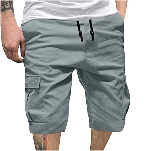 Kurze Hosen Herren Bermuda Shorts Baumwolle Kurze Hose Cargo Shorts Sommer Mit Taschen LäSsige Bequeme Shorts GroßE GrößE Einfarbig Sommerhosen Elastischer Bund Sporthosen Freizeithosen Laufhosen von routinfly