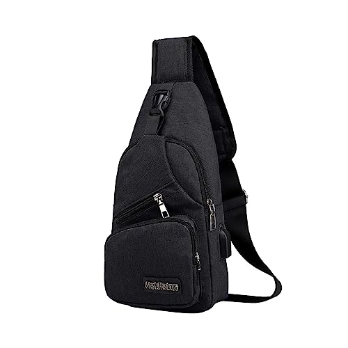 Leichte Brusttasche Sling Shoulder Backpack Anti Diebstahl Sling Bag FüR Herren Damen Crossbody Bag Shoulder Bag Sports Bag LäSsiger Daypack Outdoor Hiking Travel Mit Verstellbarem Gurt (Schwarz) von routinfly