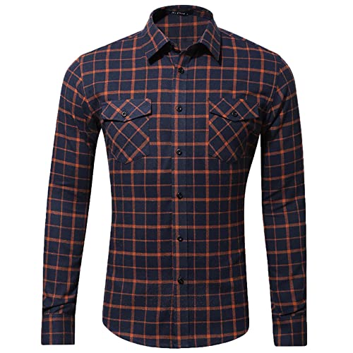 Men Autumn Casual Slim Fit Long Sleeve Turndown Lattice Pocket Top Blouse Shirt Man Coat Suit Slim Fit Man Blouse Elegant Business Herbst-WinterBaumwolle von routinfly