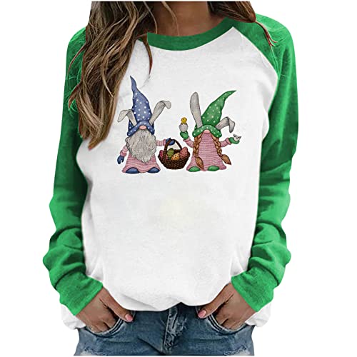 Ostersonntags-Sweatshirt für Frauen mit Rundhalsausschnitt Langarmshirts Goblin-Print lässige Oberteile normale Herbstbluse von routinfly