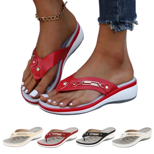 Pantoffeln für Damen Outdoor Indoor Mode Sandalen Dressy Sommer Frauen Casual Arch Support Bad Flip Flops Non Slip Wedges Orthopädische Strand Sandalen Schuhe Retro Elegant Soft Comfor Slides von routinfly