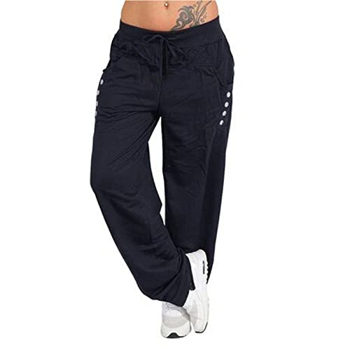 Plus GrößE Hose Sommer Damen Leicht Freizeithose Loose Hose Mit Taschen Bequem Stoffhose Jogginghose Yogahose Weites Bein Sport Baggy LäSsige Sweathose Lange Hosen Trainingshose Fallschirmhose von routinfly