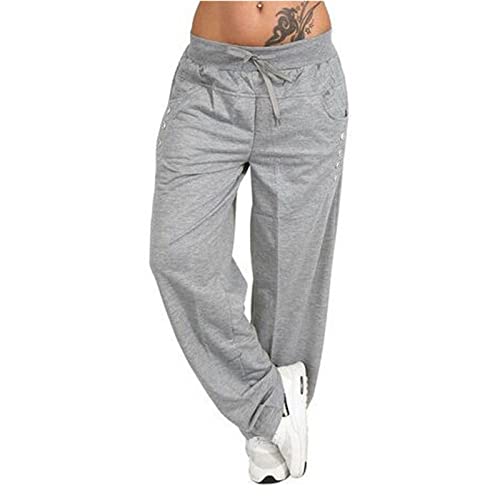 Plus GrößE Hose Sommer Damen Leicht Freizeithose Loose Hose Mit Taschen Bequem Stoffhose Jogginghose Yogahose Weites Bein Sport Baggy LäSsige Sweathose Lange Hosen Trainingshose Fallschirmhose von routinfly