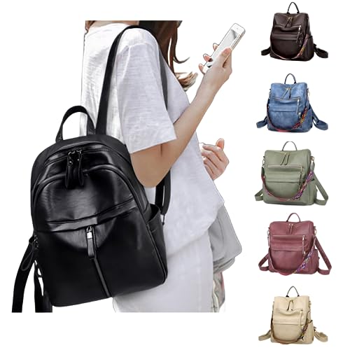 Rucksack Damen Elegant Zwei Schultern Rucksack Daypacks Mode Retro Reiserucksack Stilvolle Schulrucksack Tagesrucksack Casual Daypack Business Rucksack Laptop Rucksack Wanderrucksack (Schwarz) von routinfly