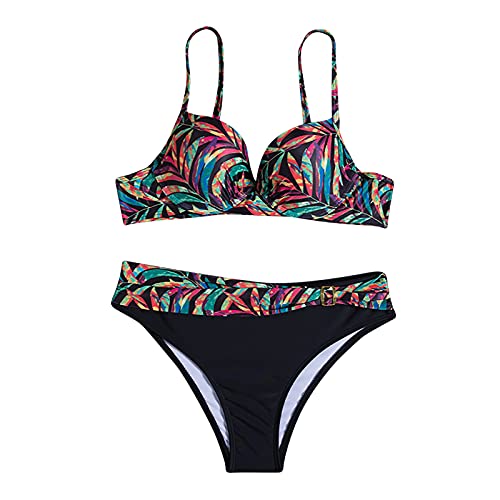 Sexy Badeanzug für Frauen Sommer 2 Stück Split Bikini Set Solide Bauchkontrolle Badeanzüge Hohe Taille Beachwear von routinfly