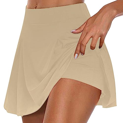 Shorts Damen Plus Größe Lässig Sommer Frauen Shorts High Waisted Stretch Minirock Shorts 2023 Elegant Sexy Fake Zweiteilige Shorts Mode Laufen Yoga Skater Dressy Hose Rock Shorts Strandurlaub von routinfly