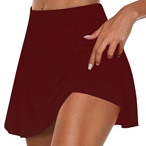 Shorts Damen Plus Größe Lässig Sommer Frauen Shorts High Waisted Stretch Minirock Shorts 2023 Elegant Sexy Fake Zweiteilige Shorts Mode Laufen Yoga Skater Dressy Hose Rock Shorts Strandurlaub von routinfly