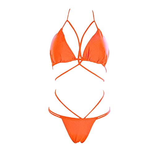 Sommer Badeanzug für Frauen 2 Stück Split Sexy Beachwear Solid Lace-up Braid Bikini Set Low Waist Badeanzüge von routinfly