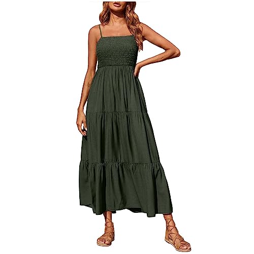 Sommerkleid Brautjungfer Kleid Maxikleid Abendkleid Damen Elegant RüCkenfrei Sexy Kleid BohèMe SpaghettiträGer Langes Strandkleid ÄRmellos Tief Ausgeschnitten Geraffte BüSte Korsett Lange Kleider von routinfly