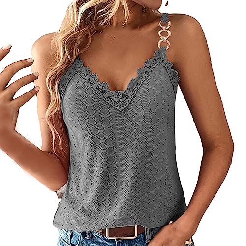 Sommertops Damen Luftig Tank Tops Sexy ÄRmelloses Oberteile V-Ausschnitt Blusen T-Shirt Basic Cami Sommer Tops Mode Elegant Weste Oberteile Causal Arbeit Bluse Tops Ohne äRmel Schlanke Passform von routinfly