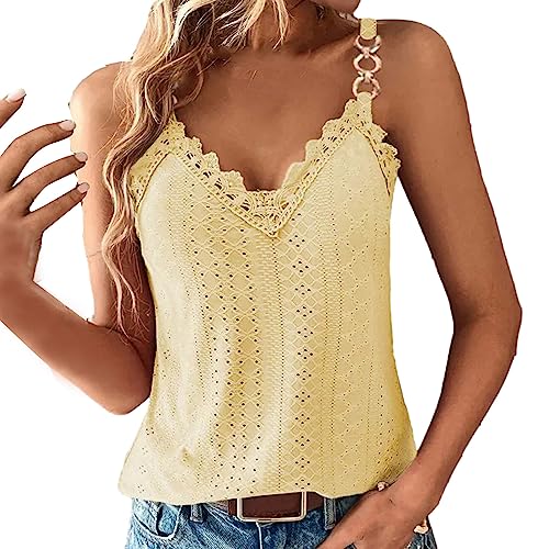 Sommertops Damen Luftig Tank Tops Sexy ÄRmelloses Oberteile V-Ausschnitt Blusen T-Shirt Basic Cami Sommer Tops Mode Elegant Weste Oberteile Causal Arbeit Bluse Tops Ohne äRmel Schlanke Passform von routinfly