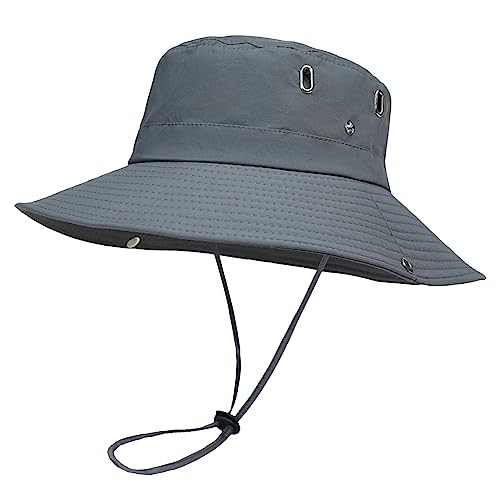 Sonnenhut FüR Herren Damen StrandhüTe Eimer HüTe Fischerhut Uv Schutz Breite Krempe Boonie Hut Sommer Leichtes Wandern Im Freien Cap FüR Gartenarbeit Faltbar Atmungsaktiv Schnell Trocken (Grau) von routinfly