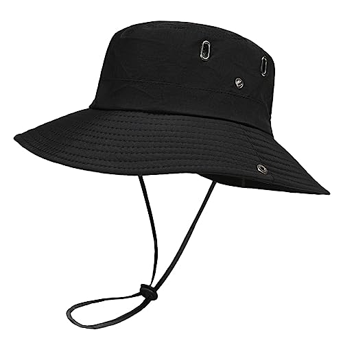 Sonnenhut FüR Herren Damen StrandhüTe Eimer HüTe Fischerhut Uv Schutz Breite Krempe Boonie Hut Sommer Leichtes Wandern Im Freien Cap FüR Gartenarbeit Faltbar Atmungsaktiv Schnell Trocken (Schwarz) von routinfly