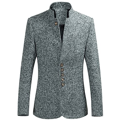 Tweed-Blazer für Herren, lässiger fester Stehkragen für Herren, schmale Passform, Knöpfe mit Rückenschlitz, Business-Casual-Outfits für Herren, Outwear, formelle Business-Arbeitsmantel, Windjacke von routinfly