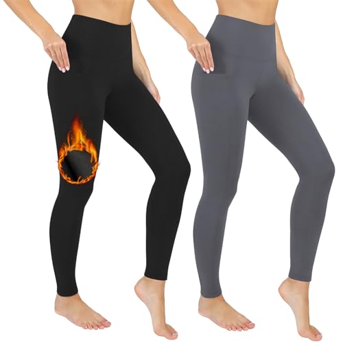 Winter Leggings Damen Gefütterte Leggings Warme Fleece Jogginghose Mode Lang Sporthose Freizeithose Blickdicht Winterleggings Damen Thermohose Outdoor High Waist Yogahose Laufhose Sport Leggings von routinfly