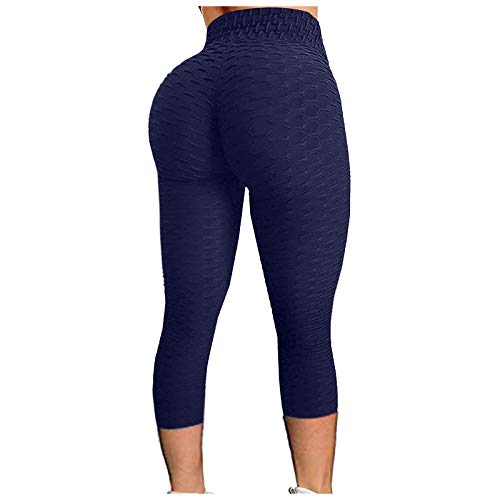 Yoga-Hosen Frauen Hohe Taille Capri-Hosen FüR Frauen Stretch Sommer LäSsig Leichte Hose Weich Atmungsaktiv Blase Hip Lifting ÜBung Hose Fitness Laufen Solide Schweiß Leggings Gym Outdoor von routinfly