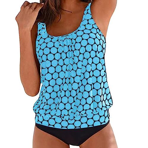 routinfly 2024 Tankini Damen Zweiteiliger Badeanzug Push Up Bademode Elegante Sommer BadeanzüGe Sexy Strand Badeanzug Bademode Tankini Top Mit Badeshorts Plus GrößE Tankini Set LäSsiges Bikini Set von routinfly