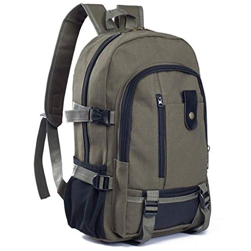 Canvas Rucksack Frauen Männer Unisex Mode Doppel-Schulter Schulranzen Reisetasche Outdoor Daypack Notebook Tasche Rucksack Casual Vintage Student College Bookbag große Kapazität (Armeegrün) von routinfly