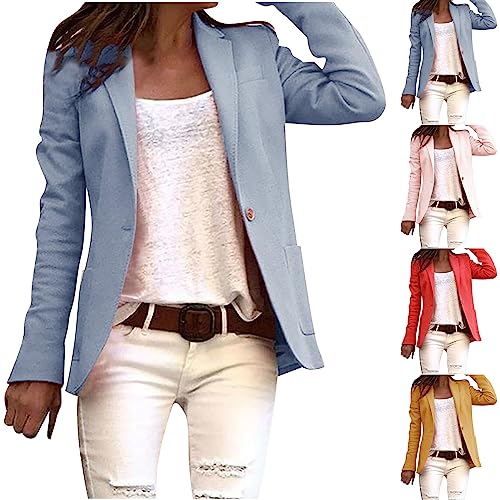 routinfly Damen Blazer LäSsiger Arbeitsmantel LangäRmlige Kleiderjacken Mit Taschen Revers Offene Strickjacken Vorne Damen Anzugjacken BüRo Herbst Outwear ÜBergrößE S 5XL Sommer FrüHling Herbst von routinfly