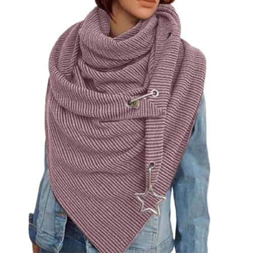 routinfly Damen Schals Warmer Dreieckschal mit Button Winterschals Retro Damen Wickelschal Lässige Herbstschal Winterschal Halstücher übergroßer Weich Scarf Poncho Geschenk (T: Rosa) von routinfly