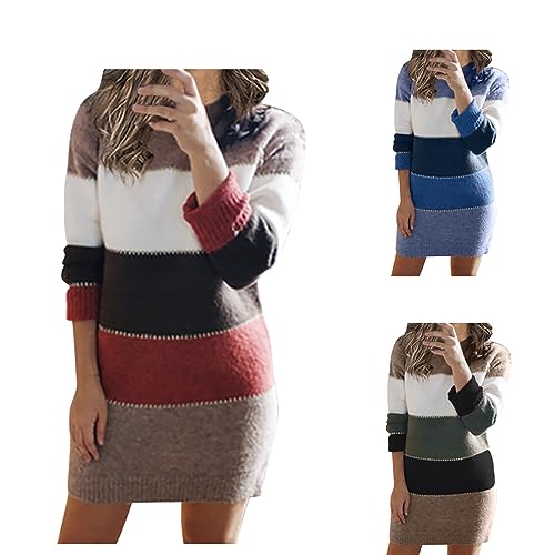 routinfly Damen Strickpullover Kleid Herbst Winter Langarm Minikleider Langer Pullover Pullover Bequem LäSsig Elegant Pullover Kleid Pullover Pullover Tops Pullover von routinfly