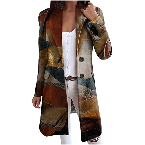 routinfly Damenmode Casual Herbst und Winter Vintage Print Langer Wollmantel Windjacke Mantel Famale Baumwolljacke Frauen Umhang Weihnachten Western Fräulein von routinfly