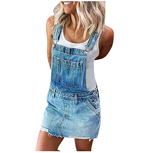 routinfly Denim-Hosenträger-Jumpsuit-Shorts - Jeans-Hosenträger-Rock Latzkleid Slim Mini Short Dress Kaftan western sommerkleid bunt von routinfly