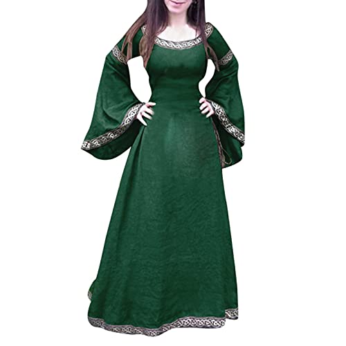 routinfly Halloween Kleider Frauen Cosplay Kostüme Gothic Retro Langarm Druck Korsett Kleid von routinfly