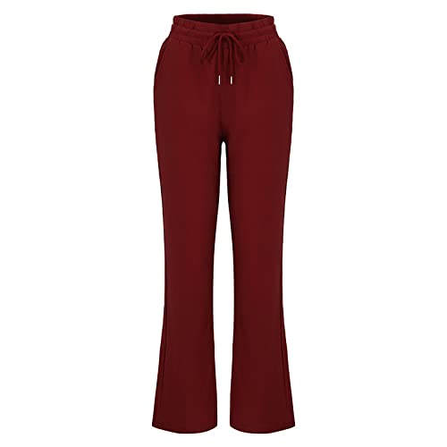 routinfly Leinenhosen Damen Elegante lässige Sommerhosen Baumwolle Leinen Atmungsaktiv Lange Hosen Hohe Taille Lose Passform Kordelzug Sweatpants Plus Größe Weiche Jogginghose Mit Taschen Track Pants von routinfly