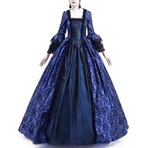 routinfly Sexy Kleider für Frauen zum Ausgehen | Lady Retro Party Princess Cosplay Lace Bodenlanges Kleid | Weißes Kleid Mittelalter Oberteil Damen kostüm Vampir Damen von routinfly