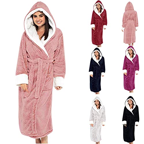 routinfly Unisex Wintermantel Weicher Hausmantel VerläNgerter PlüSchschal LangäRmlige BademäNtel Hausmantel FüR Damen Groß Mit Kapuze Langer Bademantel Leichter Fleece von routinfly